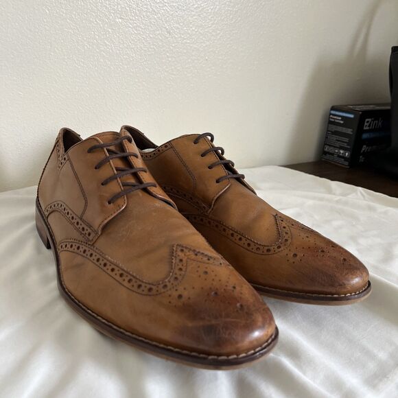 FLORSHEIM Castelllano Wingtip Leather Oxford Dress Shoe, Saddle Tan- 12 D main image 6